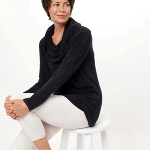 Barefoot Dreams CozyChic Ultra Lite Cowl Neck Sweater in‎ Black Size L